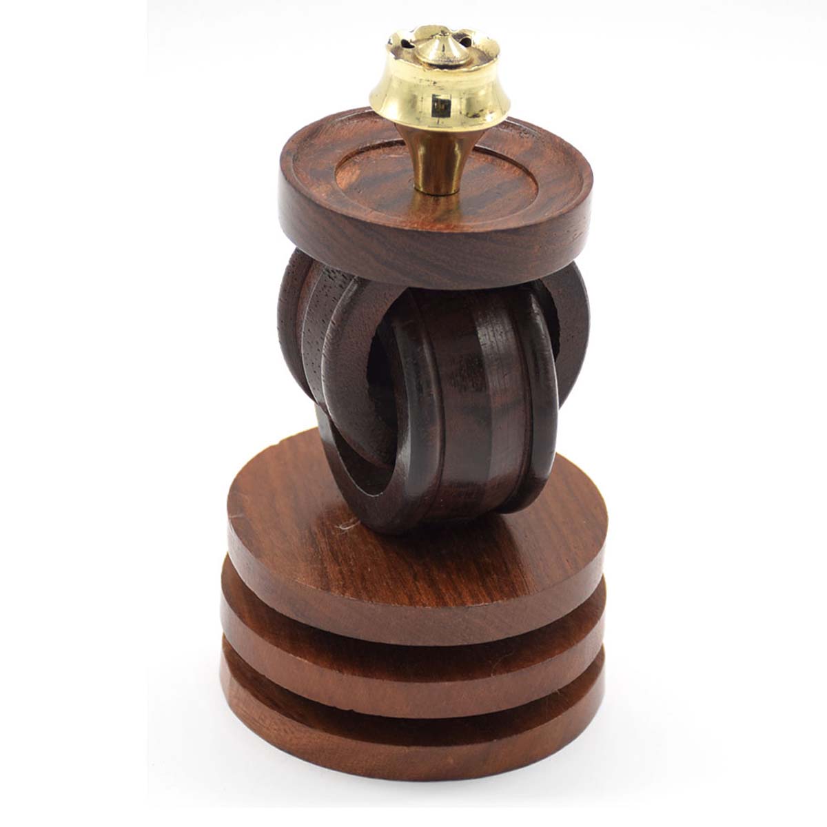 Incense Stick Holder Wholesale – Handmade in Wood & Brass – Brown & Golden Color – Aromatherapy Accessories 